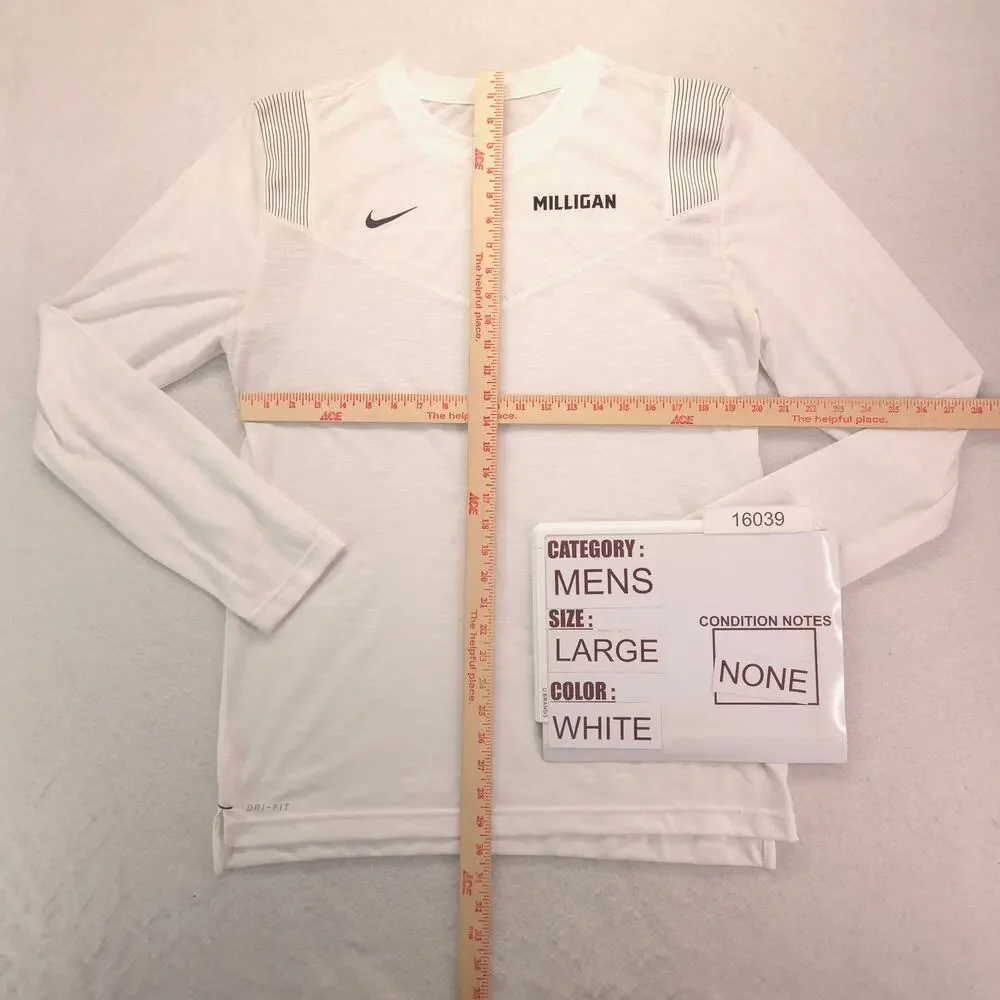 Nike Casual Crew Neck Long Sleeve Graphic T Shirt Mens Size Large L White - Picture 5 of 9